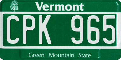 VT license plate CPK965