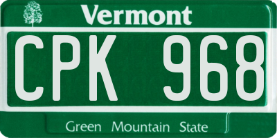 VT license plate CPK968