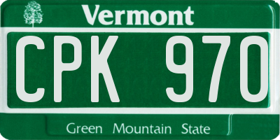 VT license plate CPK970