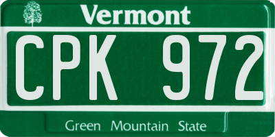 VT license plate CPK972