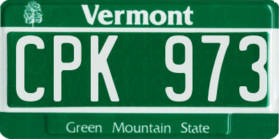 VT license plate CPK973