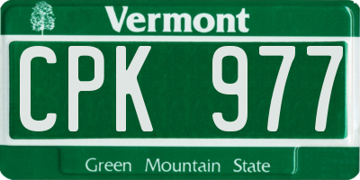 VT license plate CPK977