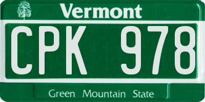 VT license plate CPK978