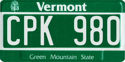 VT license plate CPK980