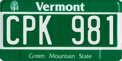 VT license plate CPK981