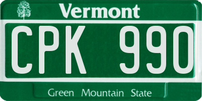 VT license plate CPK990