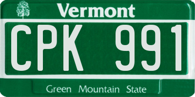VT license plate CPK991