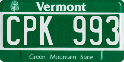 VT license plate CPK993