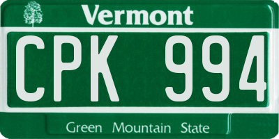 VT license plate CPK994
