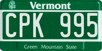VT license plate CPK995