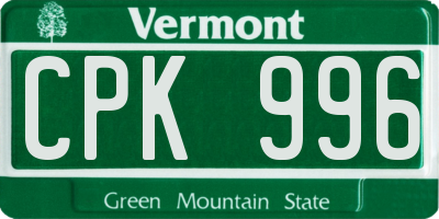 VT license plate CPK996