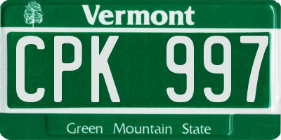 VT license plate CPK997