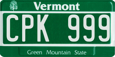 VT license plate CPK999