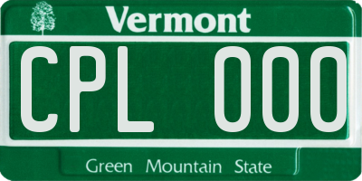 VT license plate CPL000