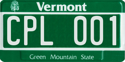 VT license plate CPL001