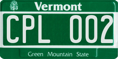 VT license plate CPL002