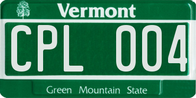 VT license plate CPL004