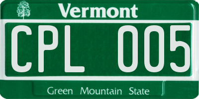 VT license plate CPL005