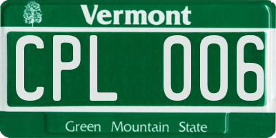 VT license plate CPL006