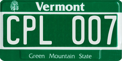 VT license plate CPL007
