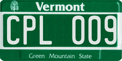 VT license plate CPL009