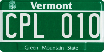 VT license plate CPL010