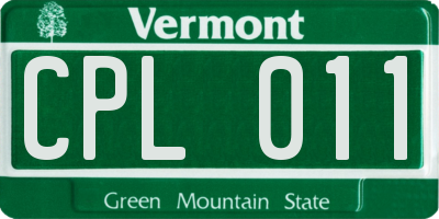 VT license plate CPL011