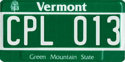 VT license plate CPL013