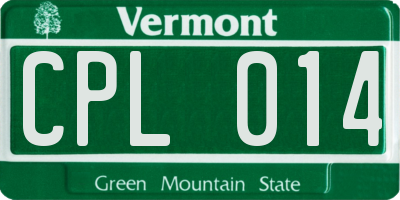 VT license plate CPL014
