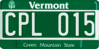 VT license plate CPL015