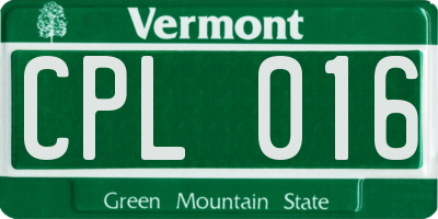 VT license plate CPL016