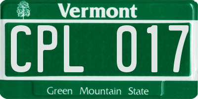 VT license plate CPL017