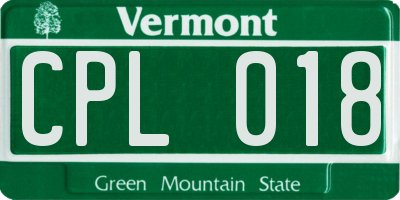 VT license plate CPL018