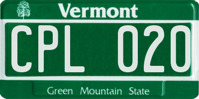VT license plate CPL020