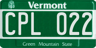 VT license plate CPL022