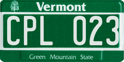 VT license plate CPL023