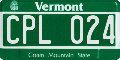VT license plate CPL024