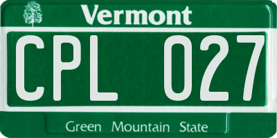 VT license plate CPL027