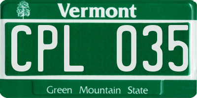 VT license plate CPL035