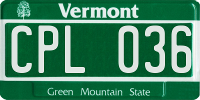 VT license plate CPL036