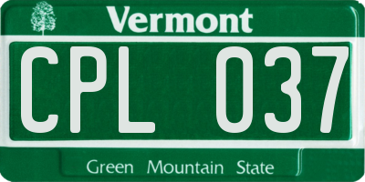 VT license plate CPL037