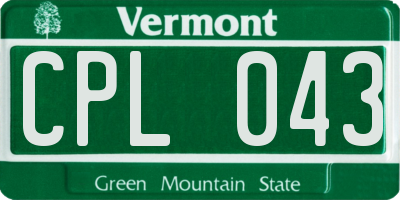 VT license plate CPL043