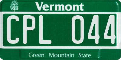 VT license plate CPL044