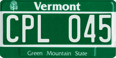VT license plate CPL045
