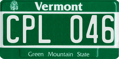 VT license plate CPL046