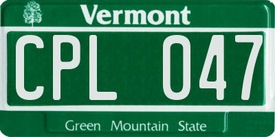 VT license plate CPL047
