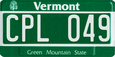 VT license plate CPL049