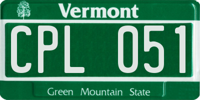VT license plate CPL051