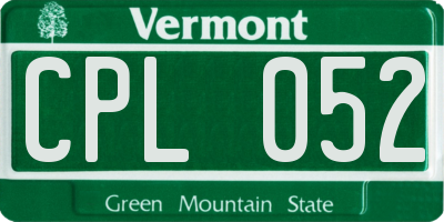 VT license plate CPL052