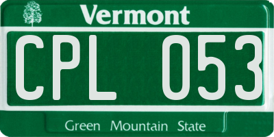 VT license plate CPL053